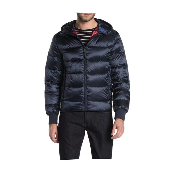 Slate & Stone Hooded Navy‎ Down Jacket Size L - Picture 1 of 12